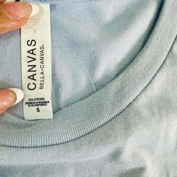 B+C Bad Moms Club Graphic Tee Cropped Blue & Black SZ SMALL NEW! - Picture 7 of 10